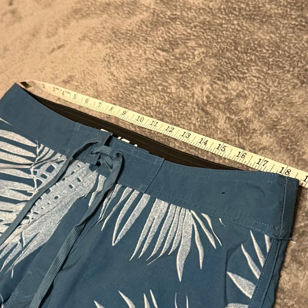 RVCA Mens Board Shorts‎ Palm Leaf Print Blue Size 38 Swim Trunks